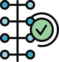 Wall Mural - algorithm is showing stages of machine learning process with check mark icon for approved stage