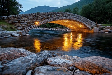an old stone bridge, where the sound of footsteps can be heard at midnight, even when no one is cros