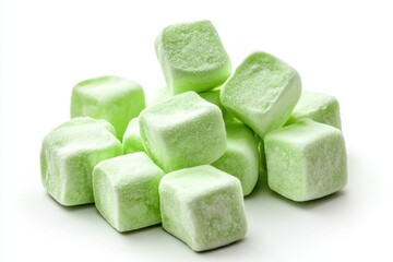 Poster - Green marshmallow candy on white background