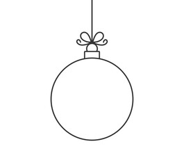 Wall Mural - christmas ball hanging ornament. line icon png illustration.