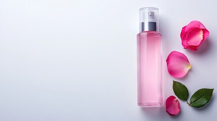 Sticker -  Pink perfume, white backdrop, pink flowers