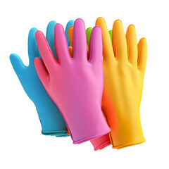 3D colorful gloves on transparent background