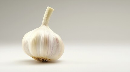 Poster -    a garlic bulb on a white backdrop, with a subtle reflection on top