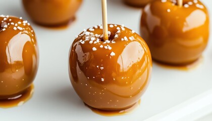 Poster - Toffee apples on a white surface