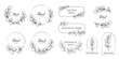 © Olga.And.Design - Hand drawn floral frames with flowers, branch and leaves. Elegant logo template. Delicate botanical borders and wreaths in line art and silhouette style. Vector illustration for invitation, card, logo