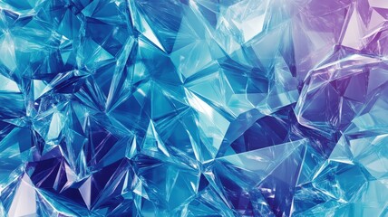 Vibrant blue and purple abstract crystal pattern created with reflective geometric shapes in a colorful backdrop