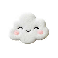 A cute, smiling cloud character made of soft fabric, perfect for children's designs and playful decor.