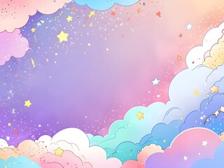 Wall Mural - Pastel Sky with Clouds and Stars