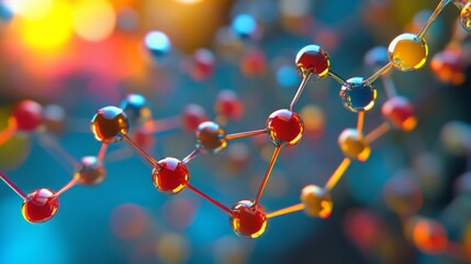 Poster - A colorful molecular structure showcases interconnected atoms, illustrating the complexity of scientific research