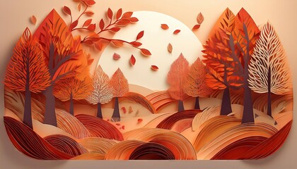 autumn forest - paper-quilling style