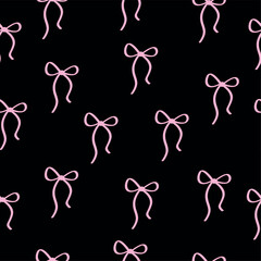 Seamless pattern with ribbon bow with pink, trendy bows. Vector graphics