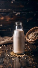 glass of milk on table