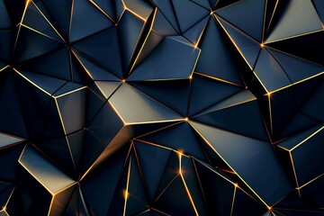 Wall Mural - Abstract background. Windows wallpaper, dark blue and gold geometric background with a broken mosaic texture, dark lighting, complex pattern of geometry.