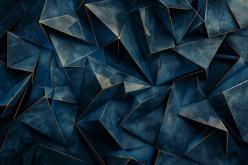 Wall Mural - abstract background. windows wallpaper, dark blue and gold geometric background with a broken mosaic
