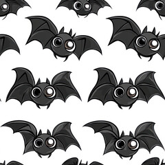 Wall Mural - Seamless cartoon bat with big eyes pattern for Halloween illustration for your needs.