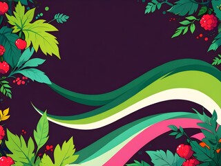 Canvas Print - Vibrant Floral Illustration with Curvy Lines