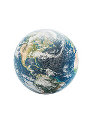 Planet Earth seen from space, isolated on a white background. PNG transparent.