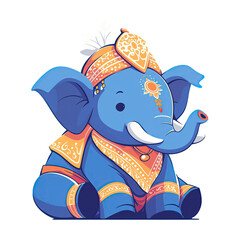 Blue indian elephant, Ganesh Chaturthi. Elephant festival in India illustration