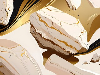 Poster - Abstract Gold and White Swirls