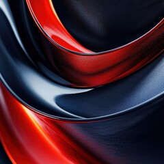 Wall Mural - Abstract black and red waves flowing with smooth glossy curves