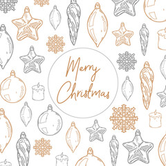 Wall Mural - merry christmas and happy new year retro banner template, greeting card. vector background with chri