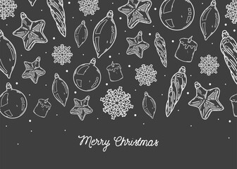Wall Mural - merry christmas and happy new year retro banner template, greeting card. vector background with chri