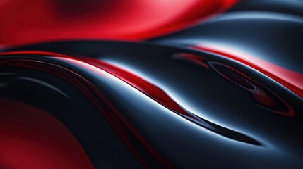 Wall Mural - Abstract black and red waves flowing with smooth glossy curves