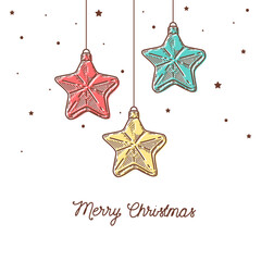 Wall Mural - merry christmas and happy new year retro banner template, greeting card. vector background with chri