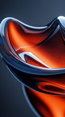 Wall Mural - Abstract black and red waves flowing with smooth glossy curves