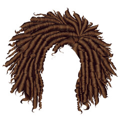 Wall Mural - trendy curly  african brown hair  . realistic  3d . fashion beauty style .