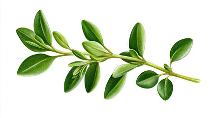 Sticker -   Green leaves on a white background with clipping area for text