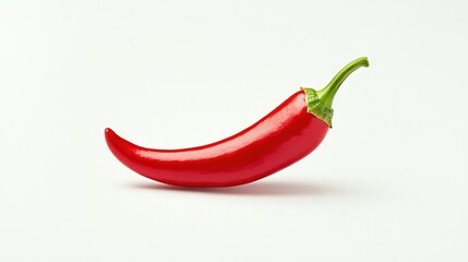 Canvas Print -   Red chili pepper with a green stalk protruding from its top, against a white backdrop