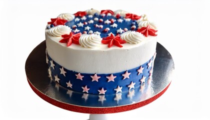 Wall Mural - Isolated patriotic cake with depth of field showcasing red, white, and blue frosting decorations