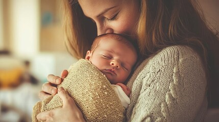 A woman is holding a baby in her arms