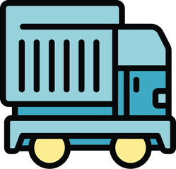 Wall Mural - This color icon depicting a cargo truck represents concepts such as delivery, shipping, and logistics