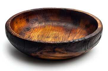 a wooden bowl on a white background

