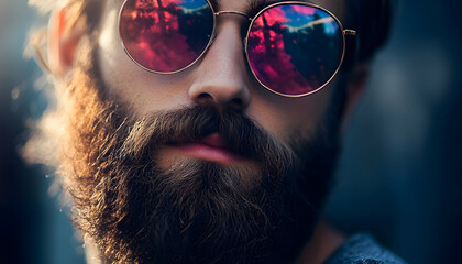 Cool bearded man in sunglasses   