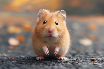 Wall Mural - Cute hamster pet with fur and whiskers, an adorable small animal mammal with brown furry creature