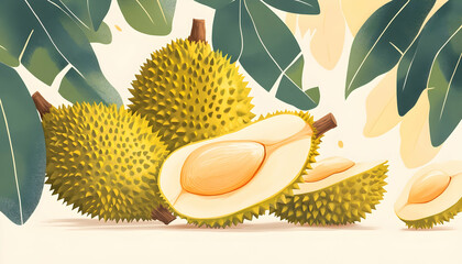 Wall Mural - Illustrated durian   