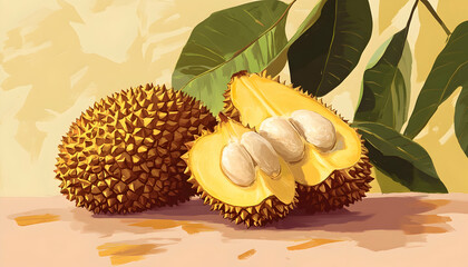 Wall Mural - Illustrated durian   