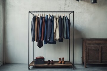 Clothes rack in stylish room