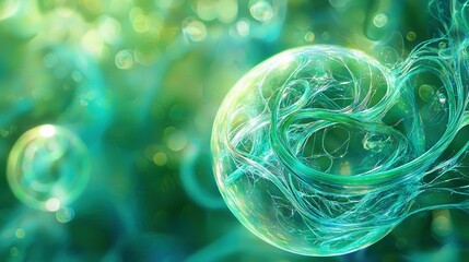 Canvas Print -   A close-up of a bubble with surrounding bubbles and a blurred background image of bubbles