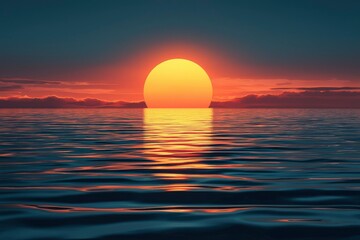 Wall Mural - Sunset Reflection on Calm Ocean Waters