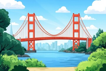 Wall Mural - A scenic view of the Golden Gate Bridge in San Francisco