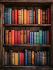 Wall Mural - A charming vintage bookshelf filled with colorful literary treasures image