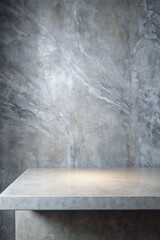 white table stone at grey marble wall with lamp archutecture for your background or concept design