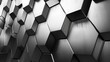 © Paul - Chrome textures on interwoven hexagonal patterns, side view, showcasing high contrast lighting and reflections, futuristic tone, Monochromatic Color Scheme