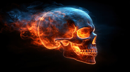 Skull: Fire and Ice Digital Art Concept