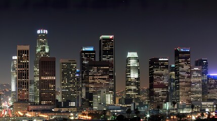 Canvas Print - Los_Angeles_skyline_with_palm_trees