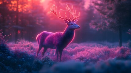 Fireflies light up the woods as AI creates a deer scene image